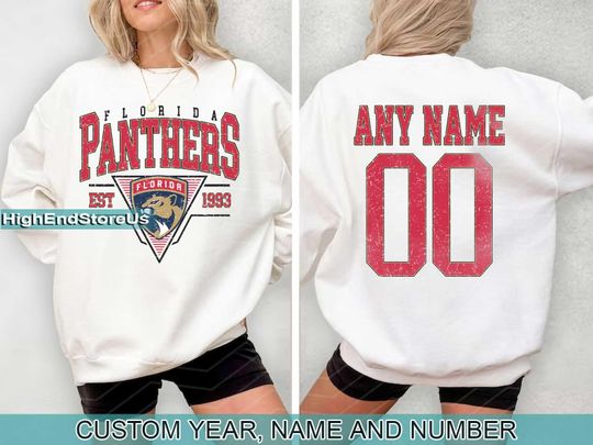 Personalized Florida Hockey Sweatshirt, Florida Panthers crewneck, Florida Hockey shirt, Custom Hockey Shirt, Hockey Number Shirt