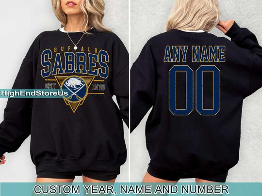 Personalized Buffalo Hockey Sweatshirt, Buffalo Sabres crewneck, Buffalo Hockey shirt, Custom Hockey Shirt, Hockey Number Shirt