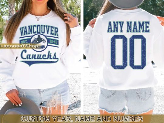 Vancouver Canucks Sweatshirt Crewneck, Vintage Canucks shirt, Vancouver Hockey Fan shirt,  Hockey Tee,  Canucks Sweatshirt