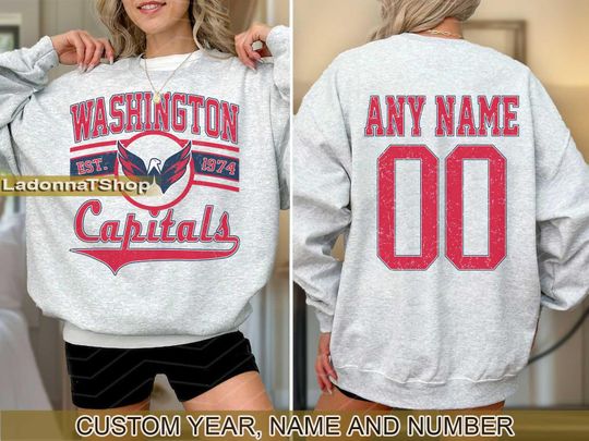 Washington Capitals Sweatshirt Crewneck, Vintage Capitals shirt, Washington Hockey Fan shirt,  Hockey Tee,  Capitals Sweatshirt