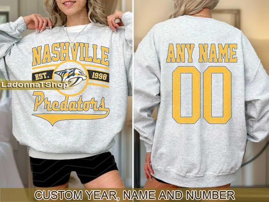 Nashville Predators Sweatshirt Crewneck, Vintage Predators shirt, Nashville Hockey Fan shirt,  Hockey Tee,  Predators Sweatshirt