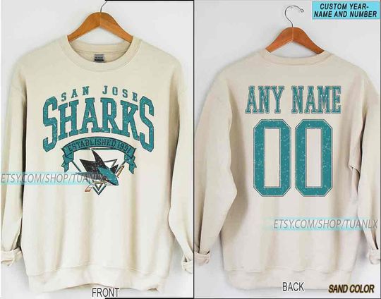 Personalized San Jose Hockey Sweatshirt, San Jose Sharks crewneck, San Jose Hockey shirt, Custom Hockey Shirt, Hockey Number Shirt