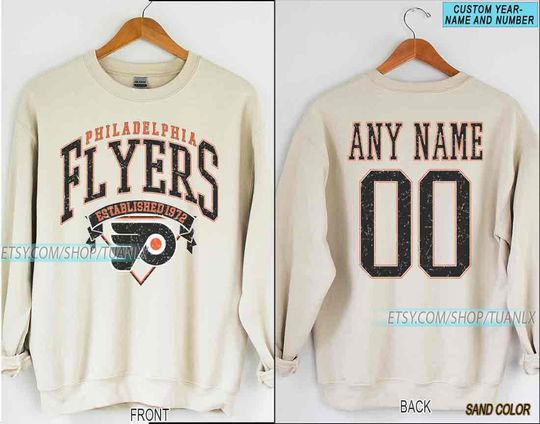 Personalized Philadelphia Hockey Sweatshirt, Philadelphia Flyers crewneck, Philadelphia Hockey shirt, Custom Hockey Shirt, Hockey Number Tee