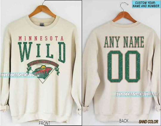 Personalized Minnesota Hockey Sweatshirt, Minnesota Wild crewneck, Minnesota Hockey shirt, Custom Hockey Shirt, Hockey Number Shirt
