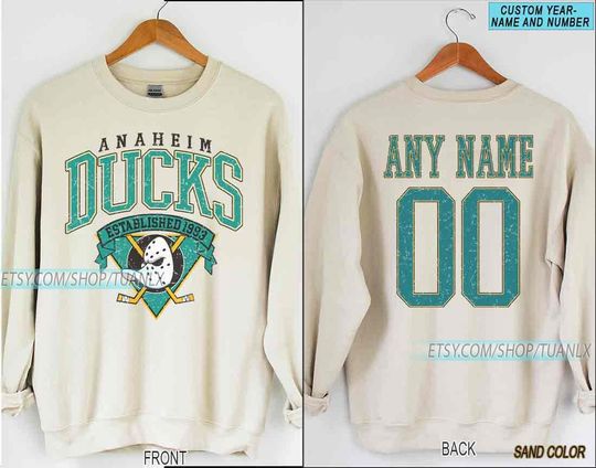 Personalized Anaheim Hockey Sweatshirt, Anaheim Ducks crewneck, Anaheim Hockey shirt, Custom Hockey Shirt, Hockey Number Shirt