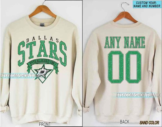 Personalized Dallas Hockey Sweatshirt, Dallas Stars crewneck, Dallas Hockey shirt, Custom Hockey Shirt, Hockey Number Shirt