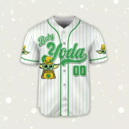 Discover Personalized Baby Yoda Pot Of Gold Happy St. Patrick's Day Baseball Jersey Shirt