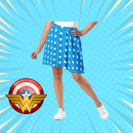 Womens Wonder Woman Skirt Costume Cosplay Running dress stars superhero patriotic 4th of July