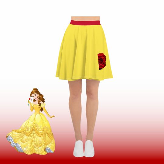 Womens Disney Skirt Belle Beauty and the Beast running skirt outfit dress costume rose princess