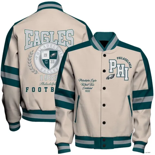 Philadelphia Eagles Football Team 2024 -25 Feel The Power Unisex Baseball Jacket