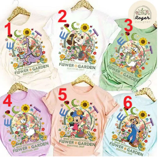 All Characters Disney Epcot International Flower & Garden Festival 2025 Shirt, Mickey and Friends Figment Orange Bird Family Vacation 2025