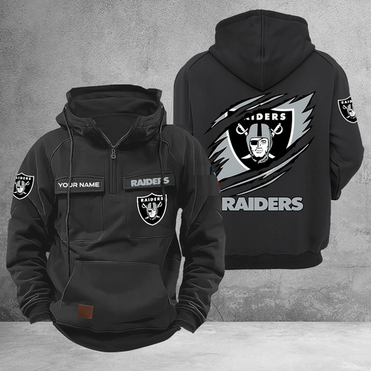 Personalized Las Vegas Raiders Cargo Hoodie, Game Day Football, Sunday Football
