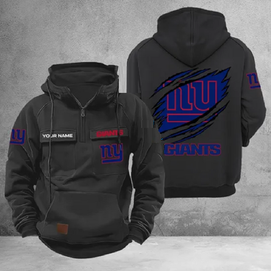 Personalized New York Giants Cargo Hoodie, Game Day Football, Sunday Football
