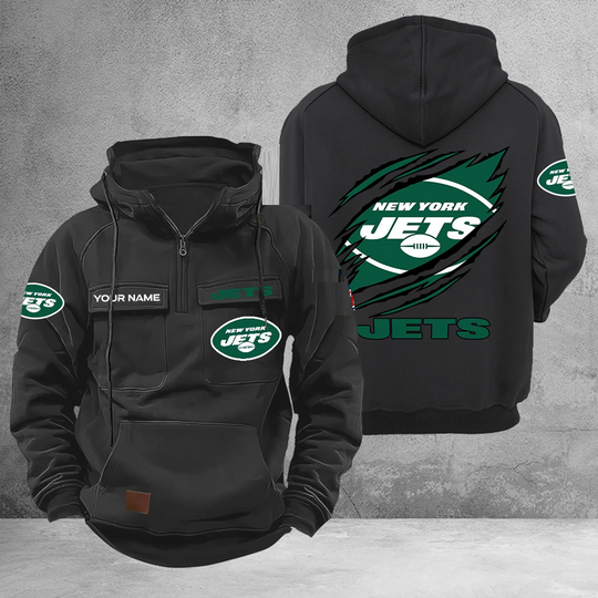 Personalized New York Jets Cargo Hoodie, Game Day Football, Sunday Football