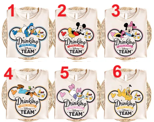 Disney Epcot Drinking Around The World Shirt, Mickey Friends Drinking Team Tee, Disney World Food and Wine Festival Tee, Disneyland Trip Tee
