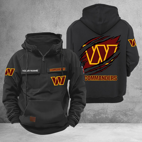 Personalized Washington Commanders Cargo Hoodie, Game Day Football, Sunday Football