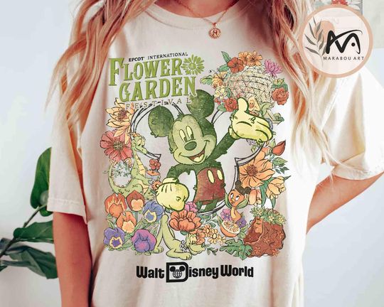Vinatge Mickey Figment Disney Epcot International Flower & Garden Festival 2025 shirt, Epcot center shirt, Vintage WDW Tee, Family trip Gift
