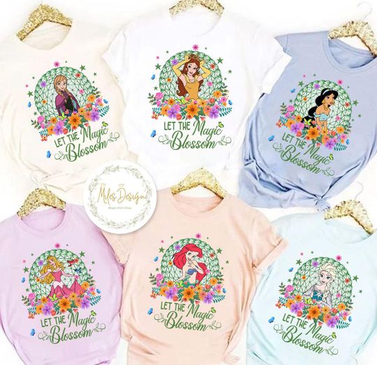 Disney Epcot Flower And Garden Festival 2025 Shirt, Let The Magic Blossom Shirt, Disney Princess Girls Trip Shirts, Belle Rapunzel Aurora