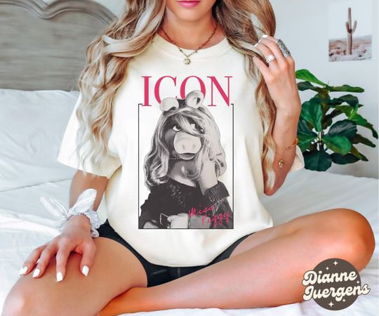 Disney Muppets Miss Piggy Icon Poster Comfort Colors Shirt, Family Matching Tee Disneyland Trip Gift Unisex Adult T-shirt Kid T-shirt