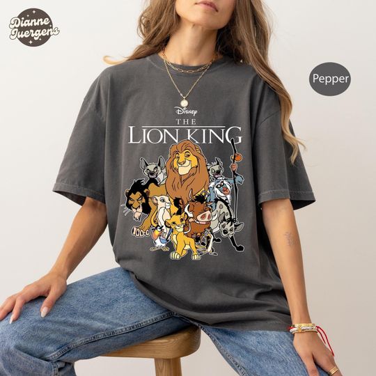 Retro The Lion King Group Characters Shirt, Mufasa Simba Timon Pumbaa, Family Matching T-shirt, 2025 Trip Outfit