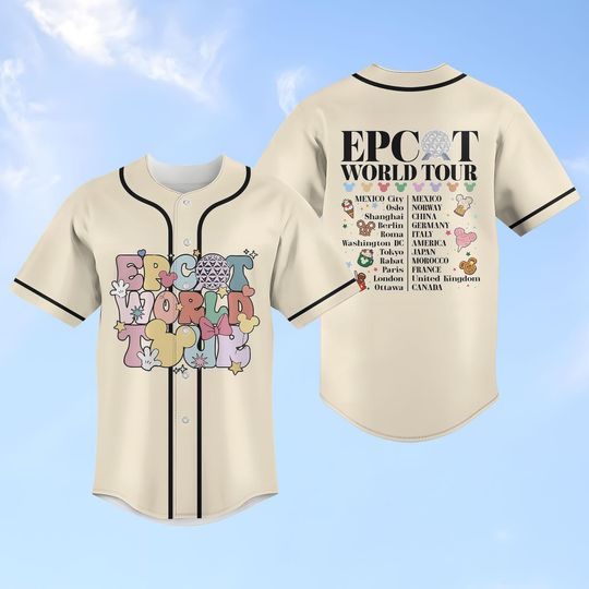Disney Epcot World Tour 2025 Baseball Jersey, Mickey Drink Around The World Football Jersey, Disneyland Family Athletic Jersey