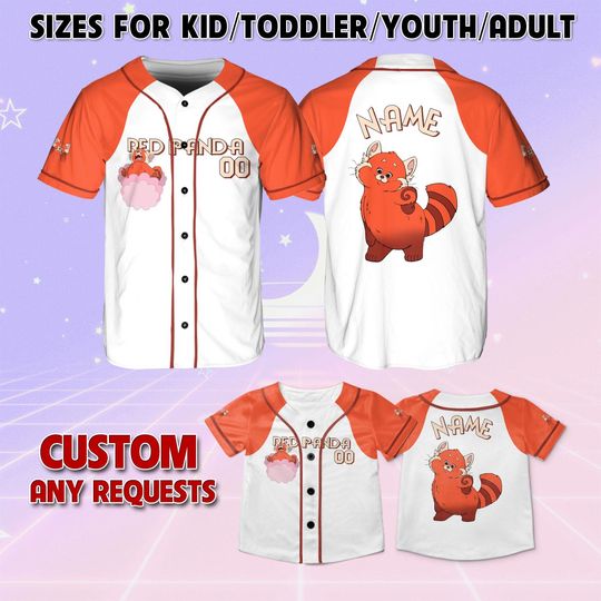 Turning Red Red Panda Baseball Jersey, Disney Red Panda Characters Jersey, Turning Red Cartoon Shirt, Disney Matching Jersey