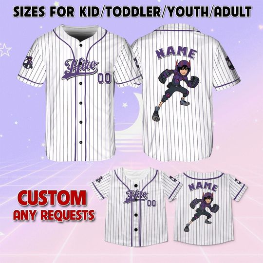 Big Hero 6 Hiro Baseball Jersey, Hiro Matching Family Jersey, Personalized Big Hero 6 Character Jersey, Big Hero 6 Movie Jersey