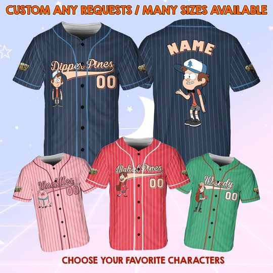 Disney Gravity Falls Characters Jersey, Gravity Falls Family Matching Jersey, Disney World Trip Shirt, Cartoon Baseball Jersey