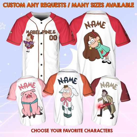 Personalized Name Gravity Falls Jersey, Disney Gravity Falls Characters Jersey, Custom Gravity Falls Baseball Jersey, Disney Team Outfit