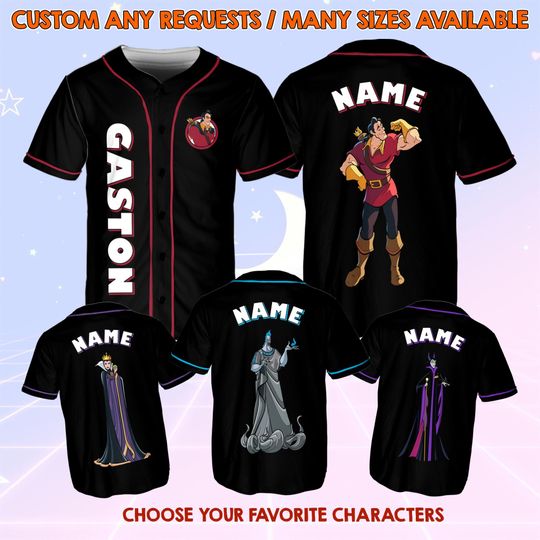 Disney Villains Baseball Jersey, Maleficent Evil Queen Ursula Cruella Jersey, Disney Villians Group Matching Shirt, Disneyland Family Shirt