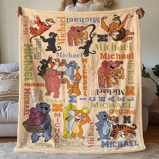 Disney Jungle Cubs Blanket, Disney Jungle Cubs All Characters Blanket, Cute Disney World Friendship Blanket, Disney Kids Blanket Gift