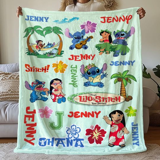 Disney Lilo And Stitch Blanket, Lilo And Stitch All Characters Blanket, Disney Kids Blanket Gift, Cute Disney World Friendship Blanket