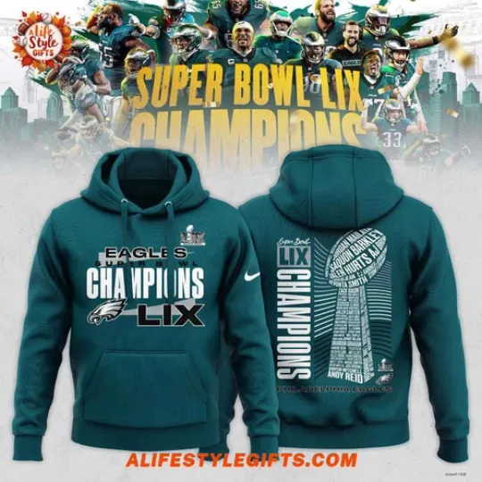Philadelphia Eagles Hoodie Victory Super Bowl LIX Champions 2025