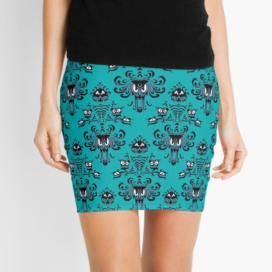 Teal Haunted Mansion Mini Skirt