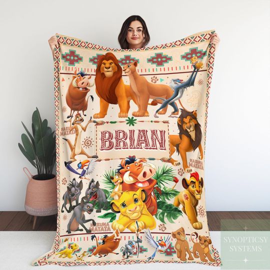 Personalized Watercolor Disney The Lion King Blanket, Custom Mufasa Simba Timon Pumbaa Baby Blanket, Hakuna Matata, Lion King Birthday Gift