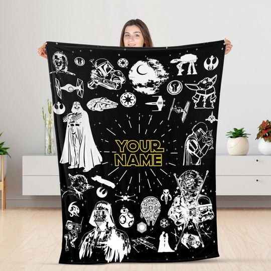 Personalized Name Blanket, StarWars Characters Blanket, Birthday Gift, Darth Vader Blanket, Custom Galaxy Edge Blanket