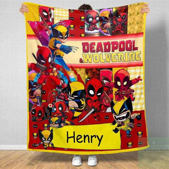 Deadpool and Wolverine Birthday Family Blanket, Deadpool 3 Movie, Deadpool Wolverine Blanket, Hugh Jackman, Deadpool and Wolverine Blanket
