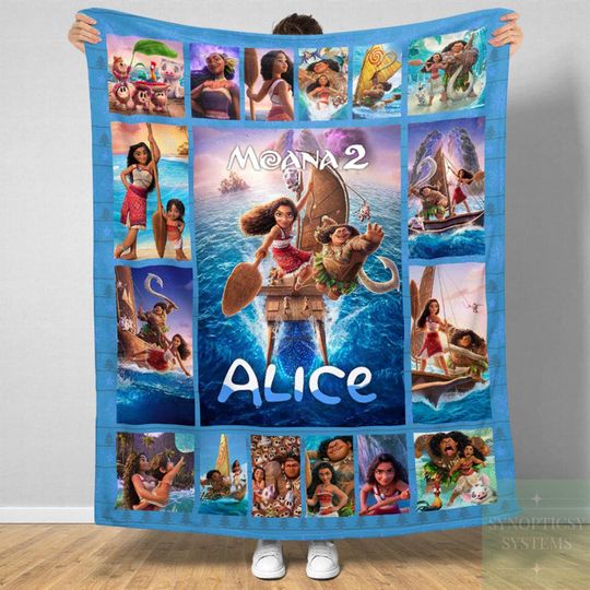 Watercolor Disney Moana Blanket, WDW Disneyland Maui Hei Hei Tamatoa Family Decor, Baby Princess Moana Birthday Gift, Moana Blanket