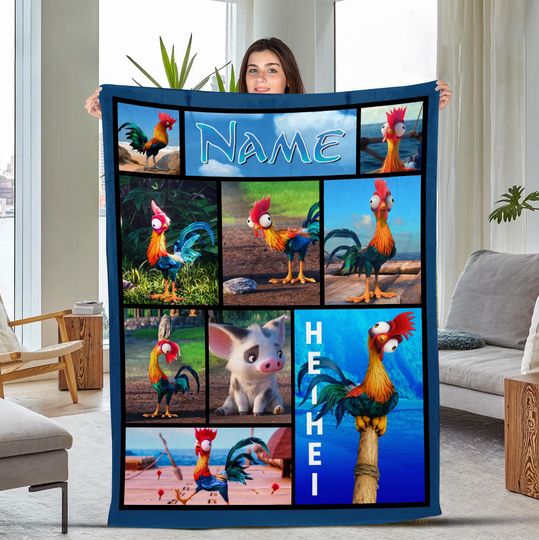 Retro Hei Hei Chicken Fleece Blanket, Moana Blanket For Baby Adult, Themed Bedding, Home Decor, Cute Birthday Gift, Sofa Blanket