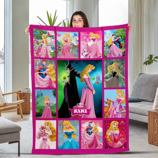 Vintage Sleeping Beauty Fleece Blanket, Prince Phillip Aurora Princess Blanket For Kid Baby Adult, Home Decor, Cute Christmas Gift