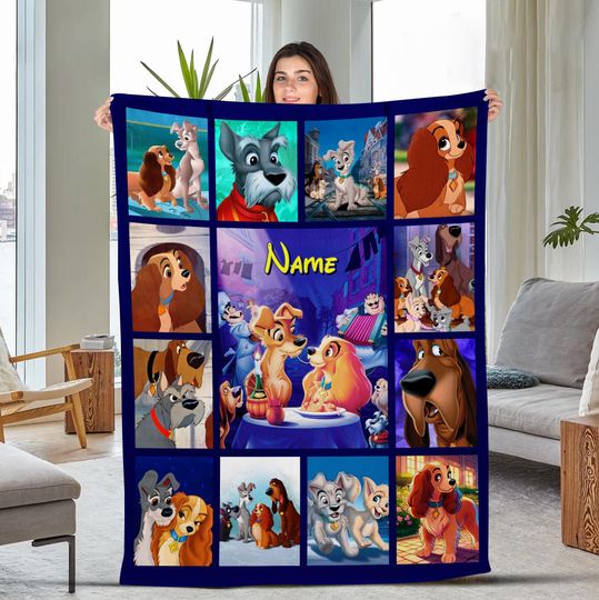 Lady and the Tramp Fleece Blanket the Tramp Dog Blanket Dog Magic Kingdom Fleece Blanket Blanket for Bed Couch Sofa