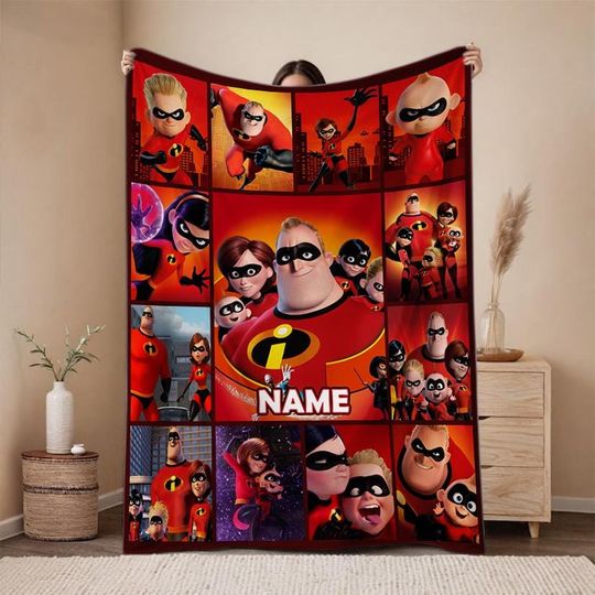 The Incredibles Fleece Blanket, Incredibles Characters Blanket, Superhero Blanket, Birthday Gifts For Kids, Christmas Gifts