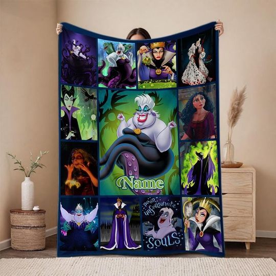 Custom Disney Villains Blanket, Evil Queen Maleficent Ursula Blanket, Disney Villain Travel Blanket, Magic Kingdom Blanket