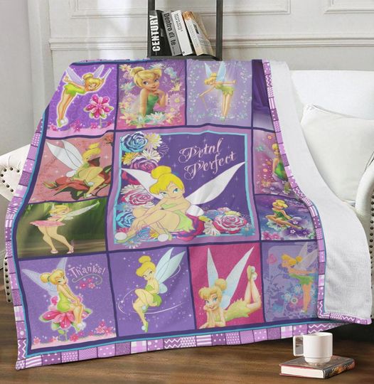 Tinker Bell Fleece Blanket, Tinker Bell Sofa Blanket, Fleece Blanket, Family Blanket, Bedding Decor