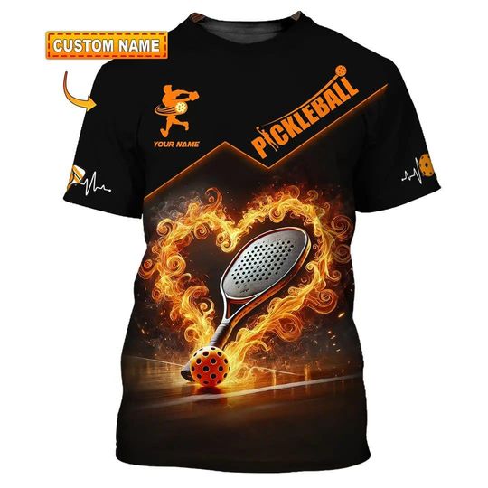 Custom 3D Pickleball T-Shirt, Personalized Name Sports Tee, Unique Pickleball Design, Gift for Pickleball Lovers