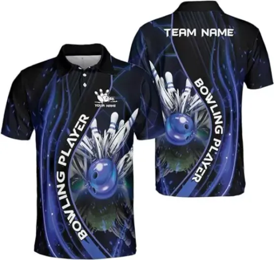 Personalized Name Bowling Polo Shirts 3D for Men and Women, Bowling Shirt