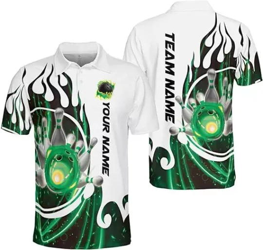 Personalized Name Bowling Polo Shirts 3D for Men and Women, Bowling Shirt