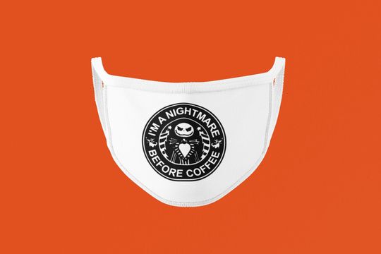 Jack Skellington I'm A Nightmare Before Coffee Face Mask, The Nightmare Before Christmas Jack Skellington Coffee, Starbucks Coffee Lovers