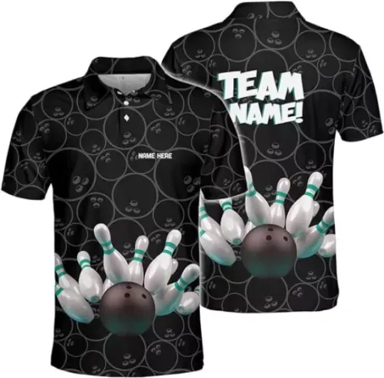 Personalized Name Bowling Polo Shirts 3D for Men and Women, Bowling Shirt