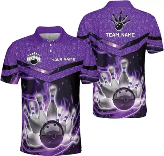 Personalized Name Bowling Polo Shirts 3D for Men and Women, Bowling Shirt